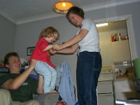 Let's Dance!  With Dave's help, Chloe dances with Claire in Andy's flat in South Hampton