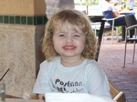What A Face  Chloe in one of her favorite Postman Pat shirts at a restaurant in Fort Lauderdale