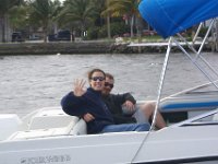 Boat Rental  Erich & Marisa wave from the boat that we all rented