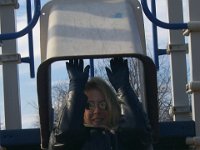 Barely Fit!  Sheri attempts to go down the slide but she barely fits!