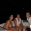 Three Amigas  Lisa, Geraldina, & Sheri on the front of the boat waiting for the fireworks to start