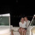 Run Up Front  Andy let go of the wheel to sit with Sheri during the fireworks, but not for long because the boat was too rocky & we started feeling really sick!
