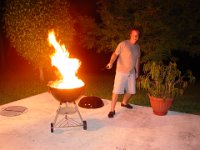 Man and His Fire!  Andy tries to cook on the barbecue! Yikes!