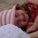 I'm Tired  Chloe pretends to be tired in the sand at Delray Beach