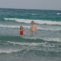 Come On In!  Chloe & Andy in the ocean...Sheri says it is too cold to get in!