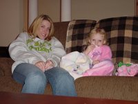 Sheri & Ashley  The girls sit on the couch before bed