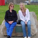 Comfortable Anywhere  Mum & Sheri sit down on a bench made out of a big rock while the "boys" continue walking around
