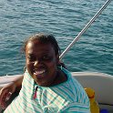 I'm Not Going In There!  Tonya is happy just relaxing on the boat while everyone else gets in the water