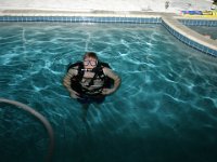 Scuba Man  Andy did not get enough scuba diving in the ocean so he goes in the pool!