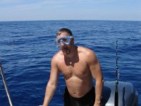 Snorkling Man  Stefan uses Andy's goggles to look around in the ocean