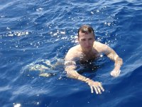 Going for a Swim in 500 ft  Marcus swims in the ocean...trusting that there are no sea creatures around!