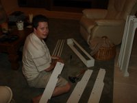 How Does This Go?  Andy tries to put back together the shelf that Sheri painted for their little girl's room