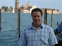 Looks Like An Italian!  Andy poses by the gorgeous water our first evening in Venice